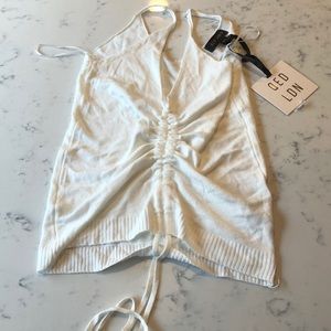 *** White Scrunch up crop top ***